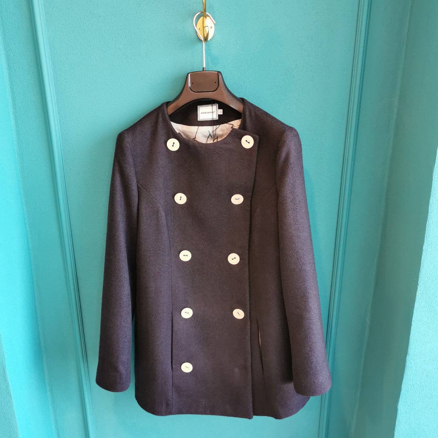 Giacca doppiopetto in cachemire blu