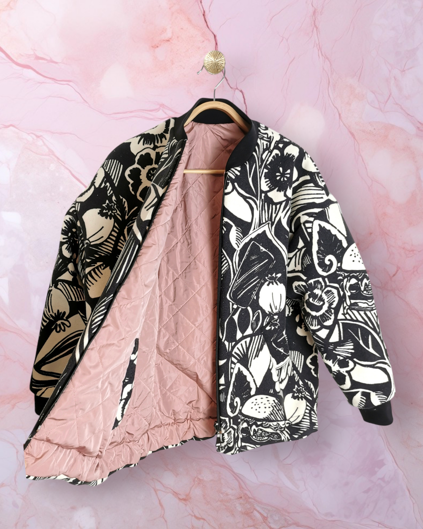 My BOMBER doubleface in lana fantasia/piumino rosa