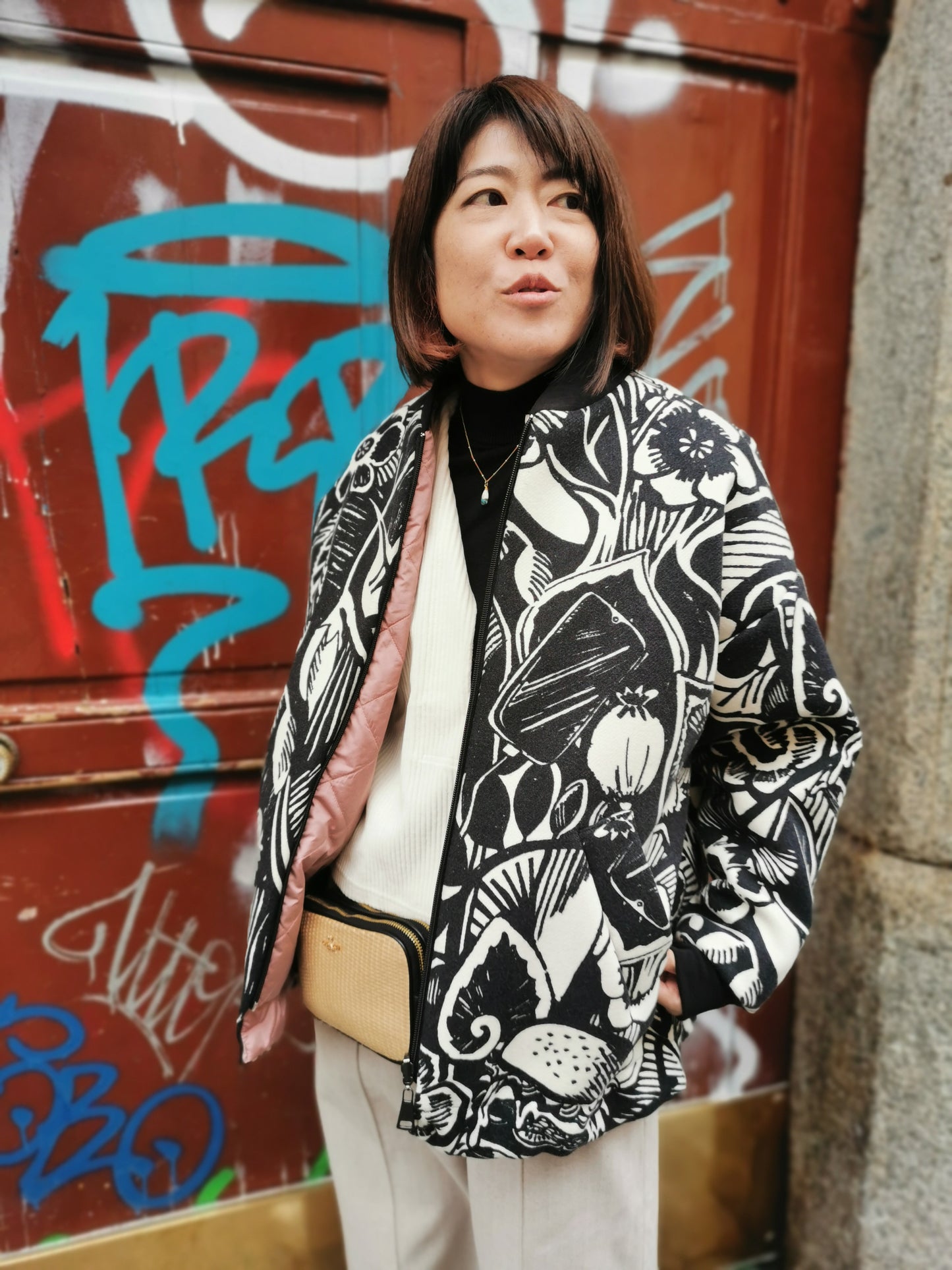 My BOMBER doubleface in lana fantasia/piumino rosa