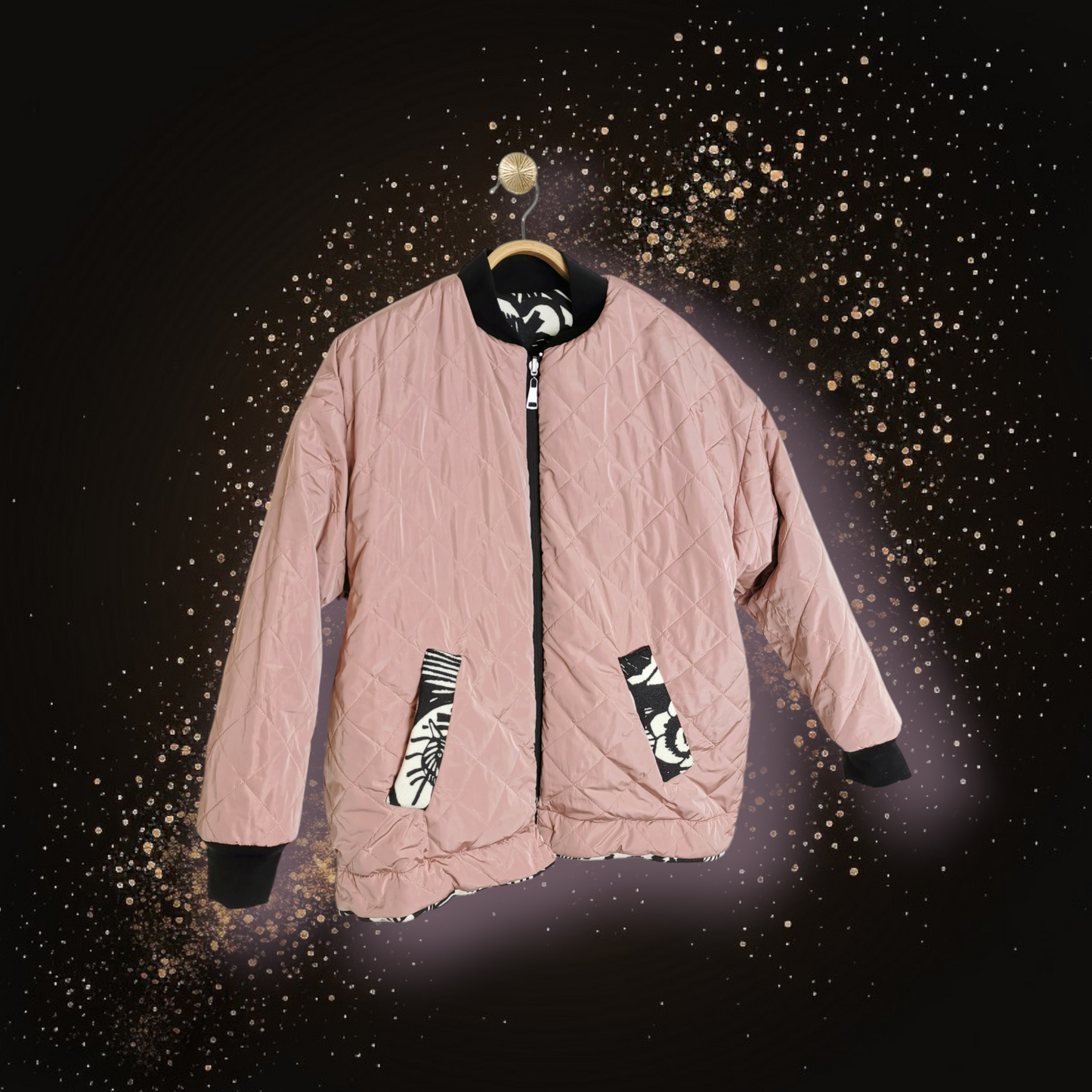 My BOMBER doubleface in lana fantasia/piumino rosa