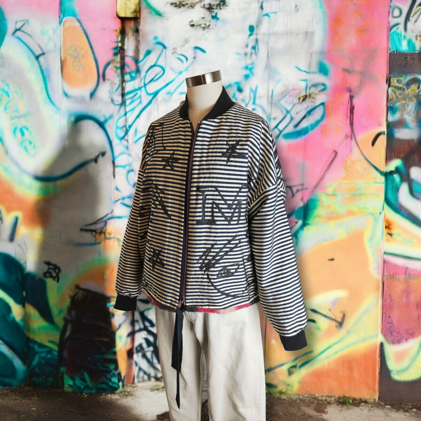 My BOMBER in lana tartan con interno dipinto a mano