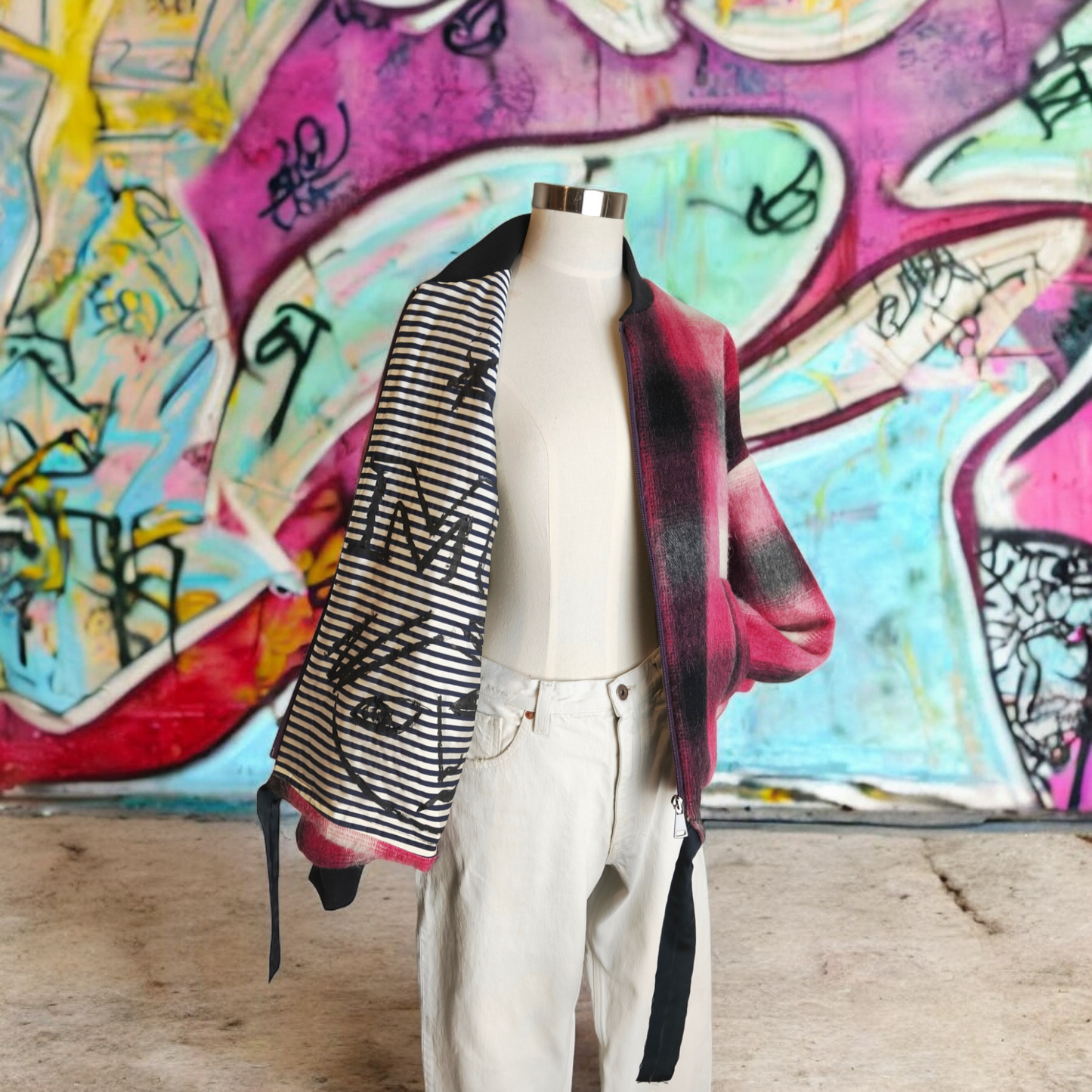 My BOMBER in lana tartan con interno dipinto a mano