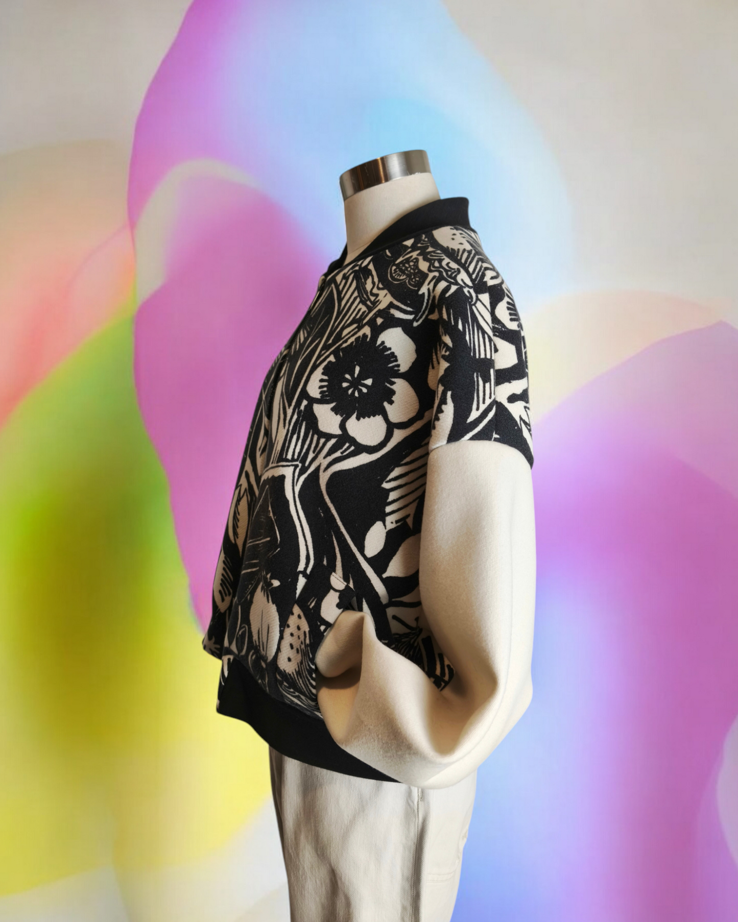 My BOMBER in lana fantasia fiorata con interno in cachemire
