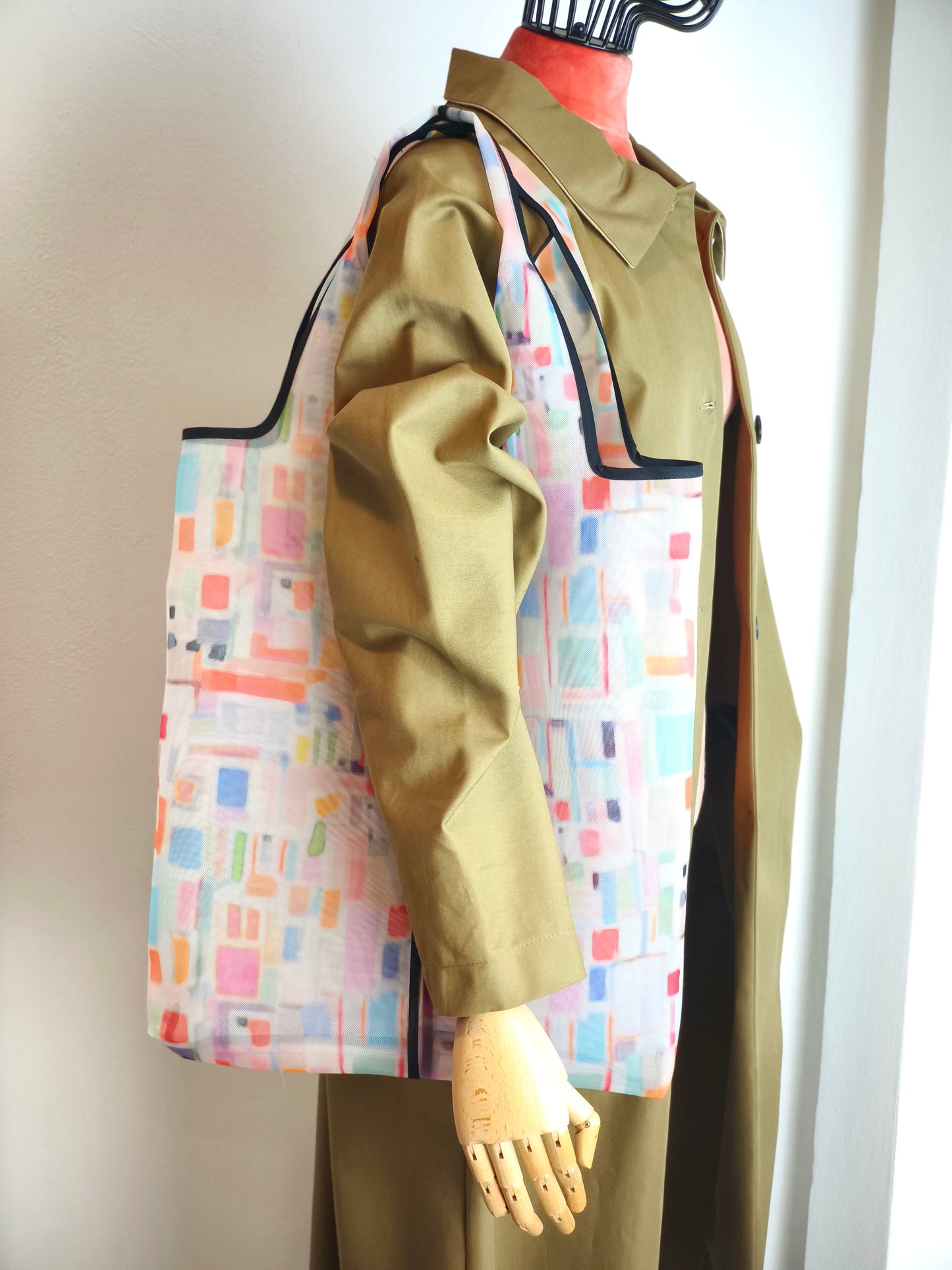 SHOPPER SARTORIALE in tessuto microforato impermeabile