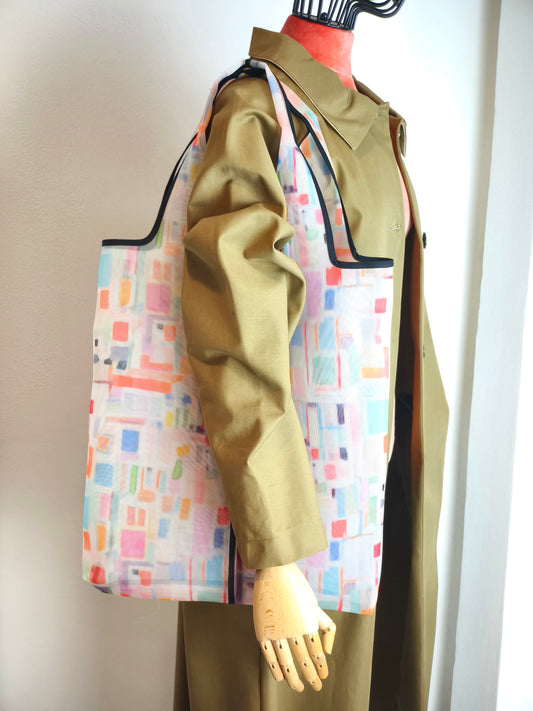 SHOPPER SARTORIALE in tessuto microforato impermeabile
