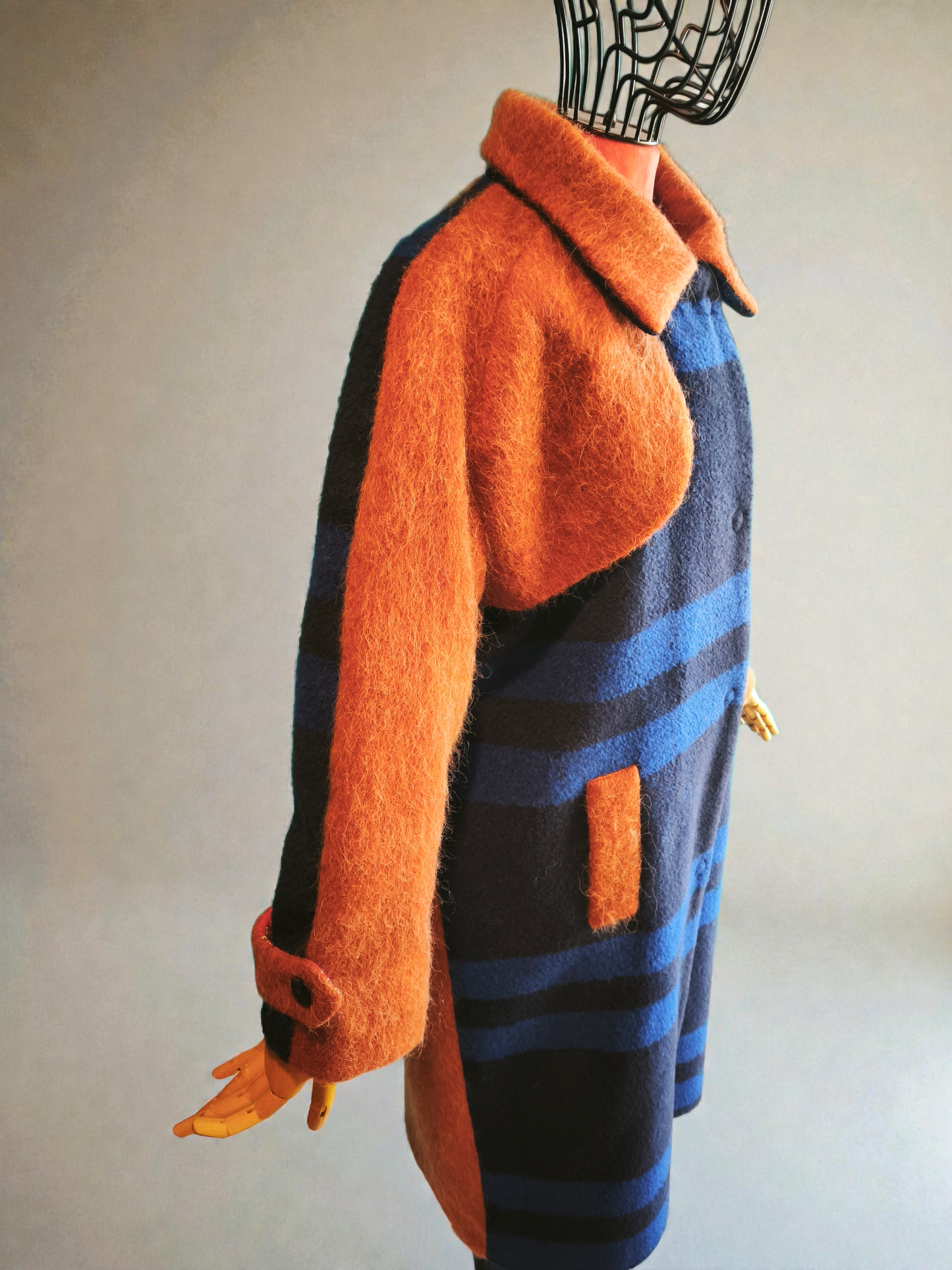 Cappotto raglan in mix di lane