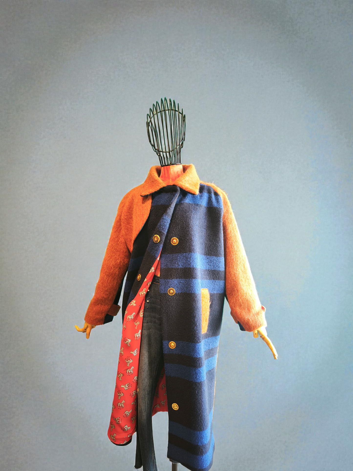 Cappotto raglan in mix di lane