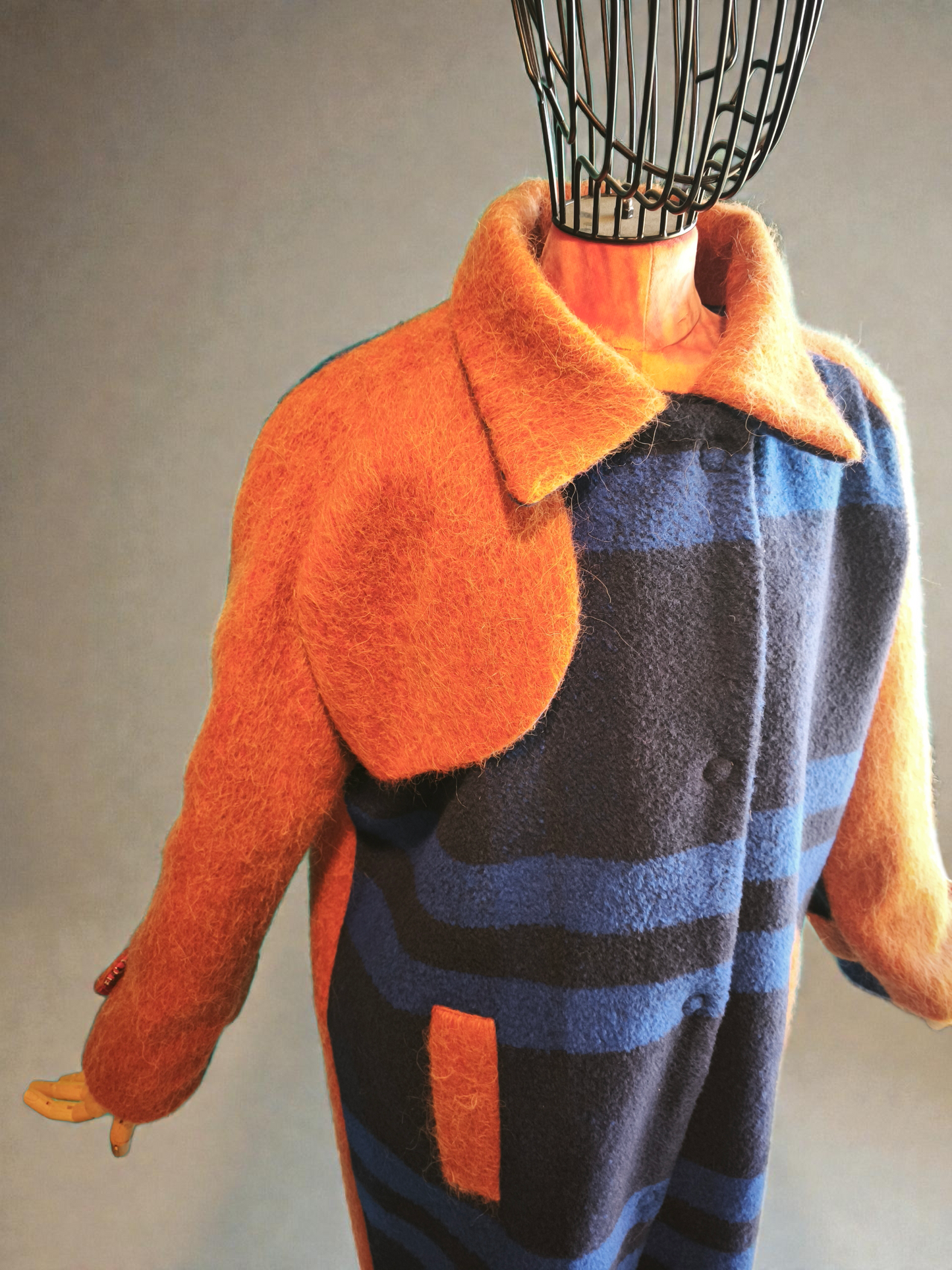 Cappotto raglan in mix di lane