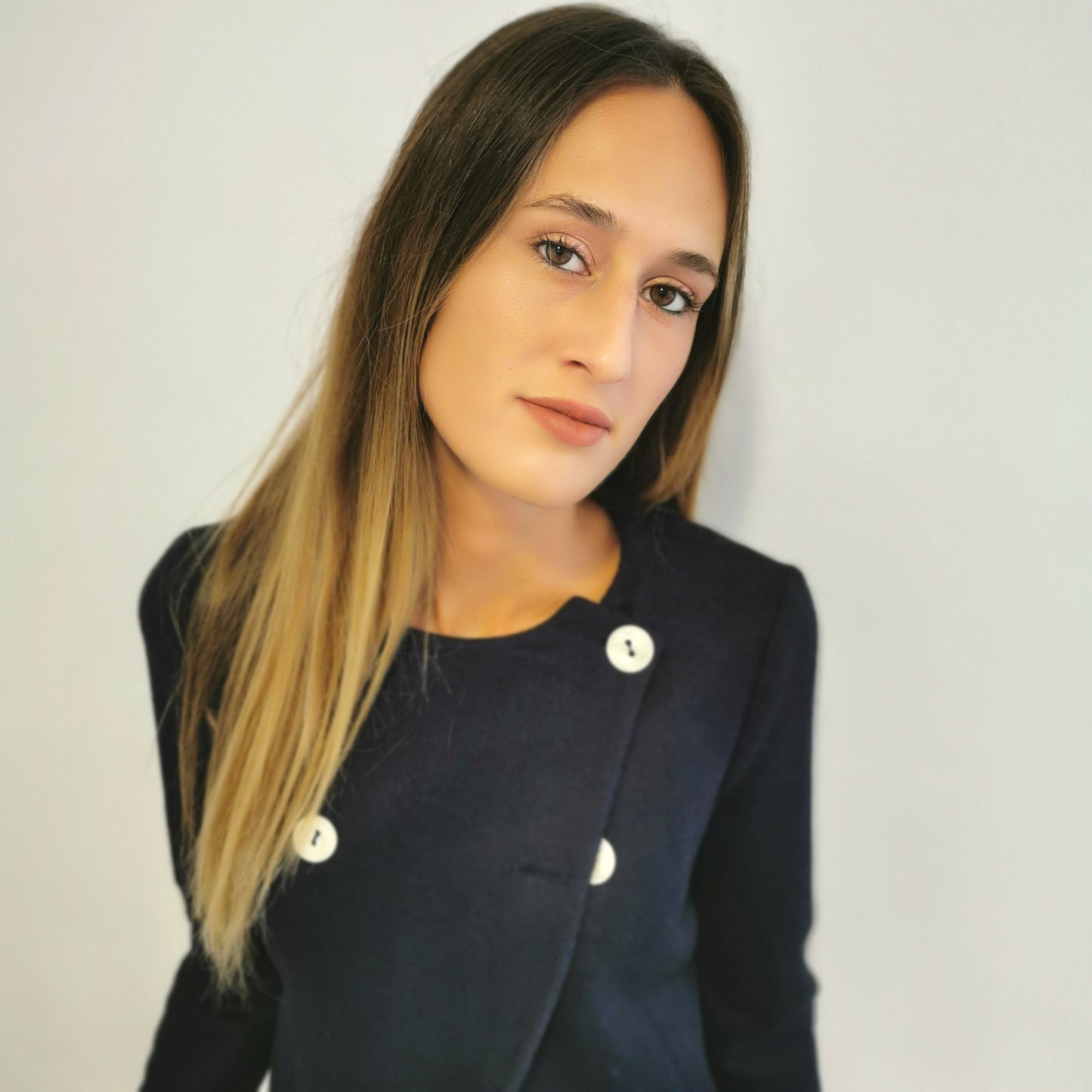 Giacca doppiopetto in cachemire blu