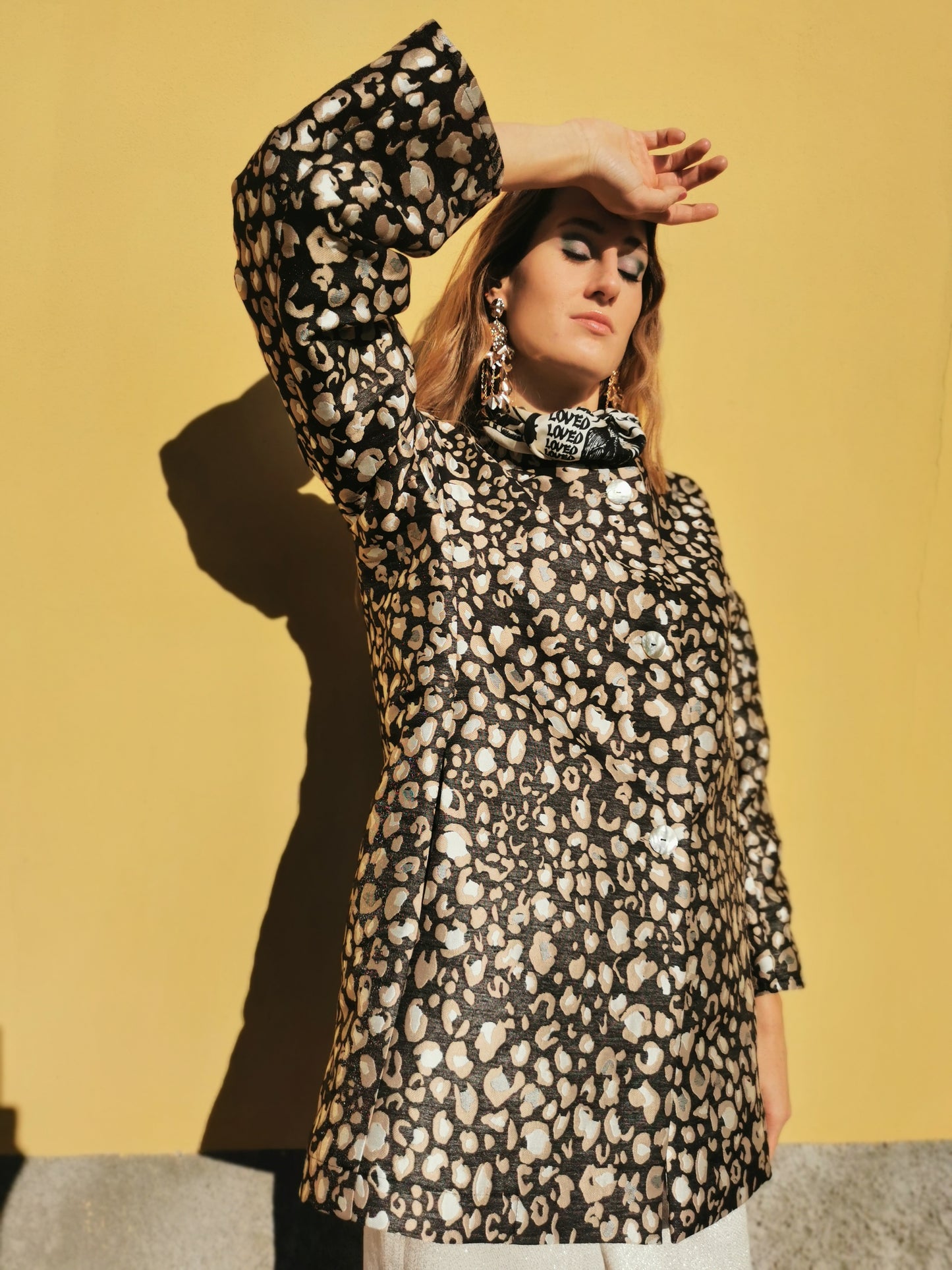 Soprabito tessuto maculato jaquard