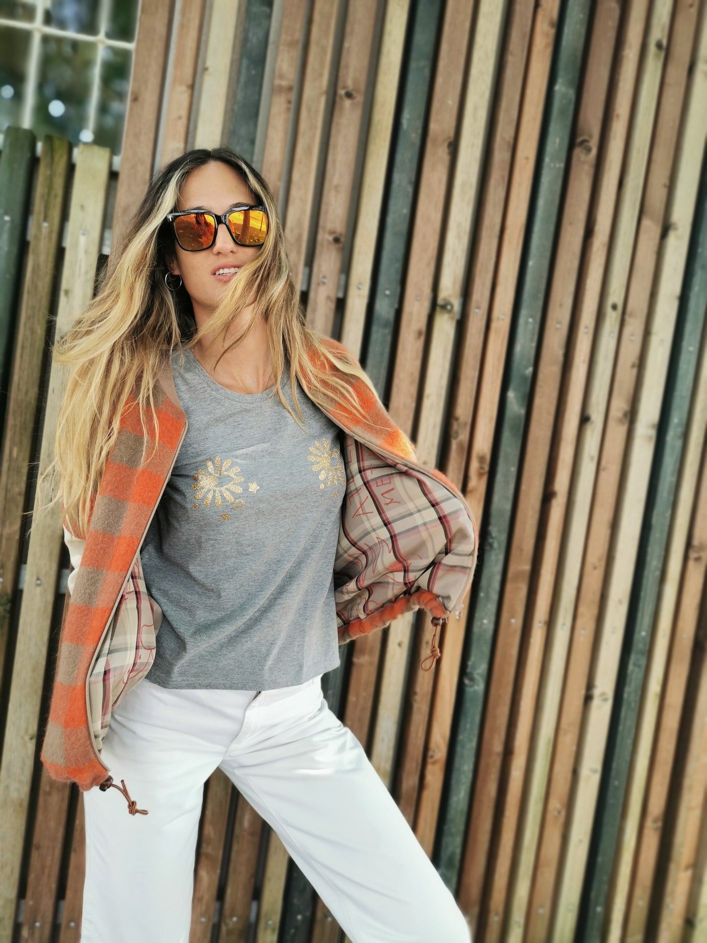 My BOMBER in lana check con maniche a contrasto