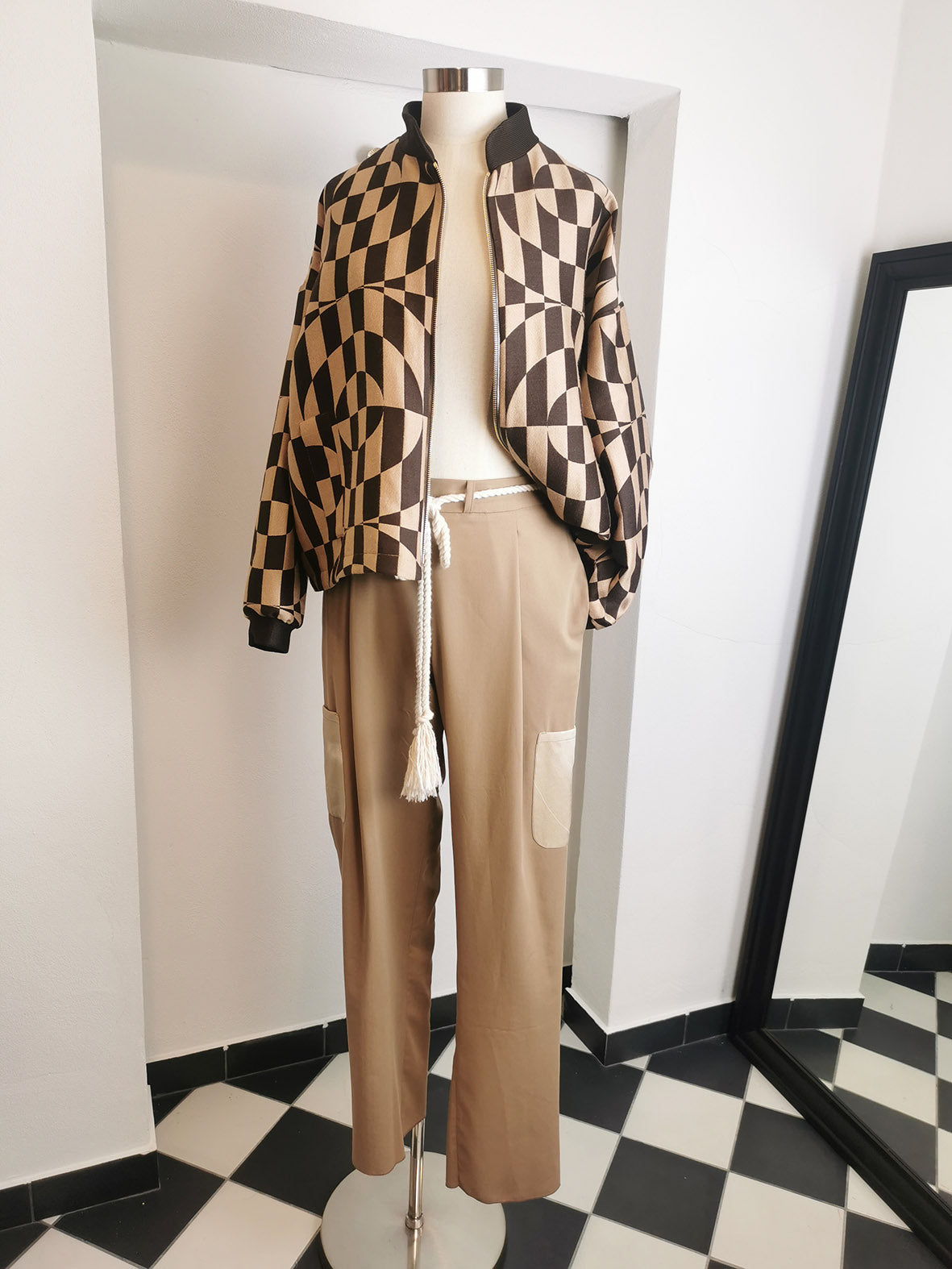 My BOMBER in cotone fantasia geometrica