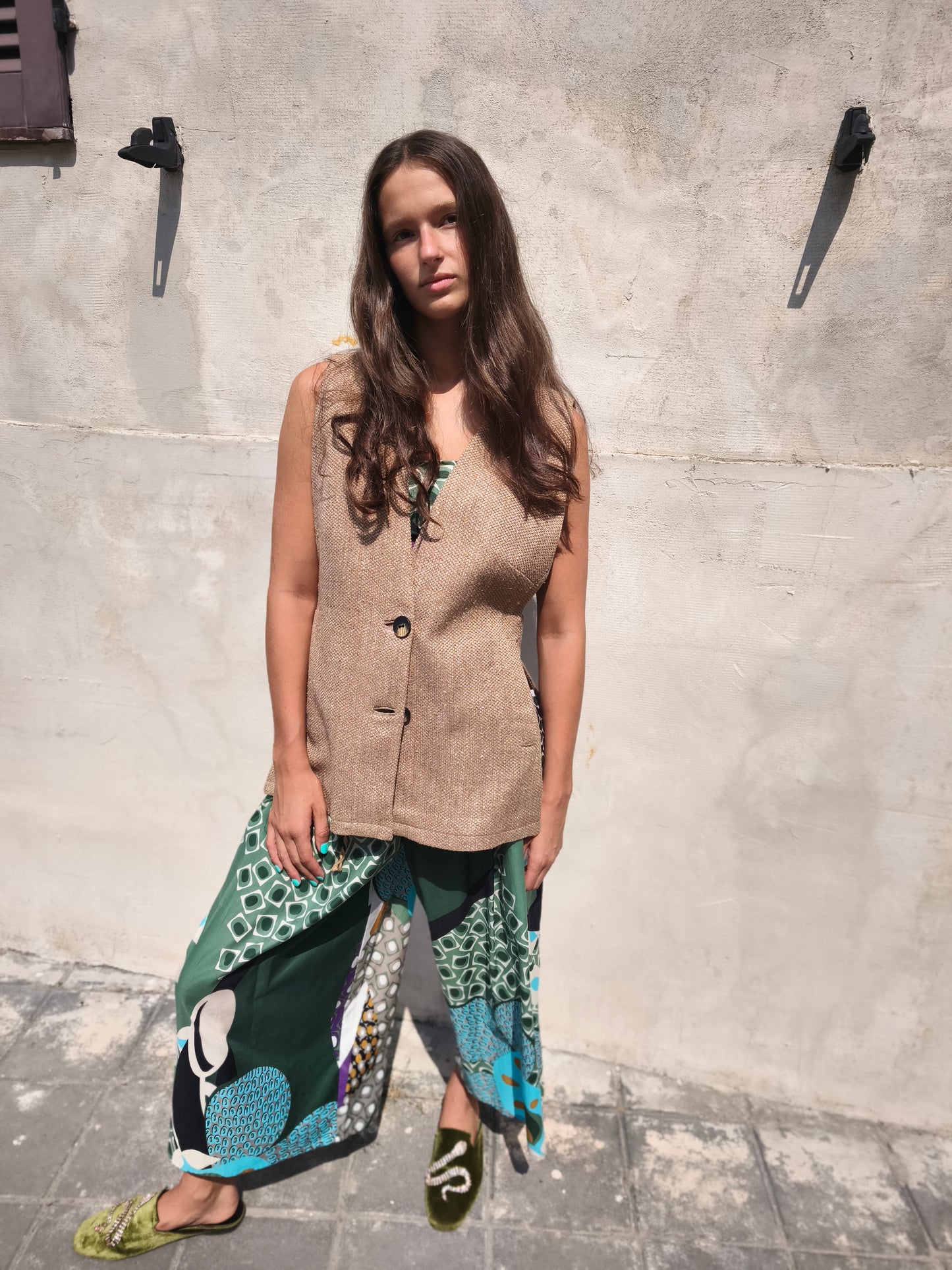 Gilet lungo aperto sul fianco