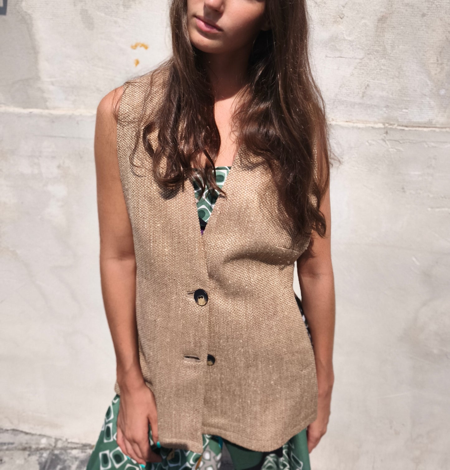 Gilet lungo aperto sul fianco