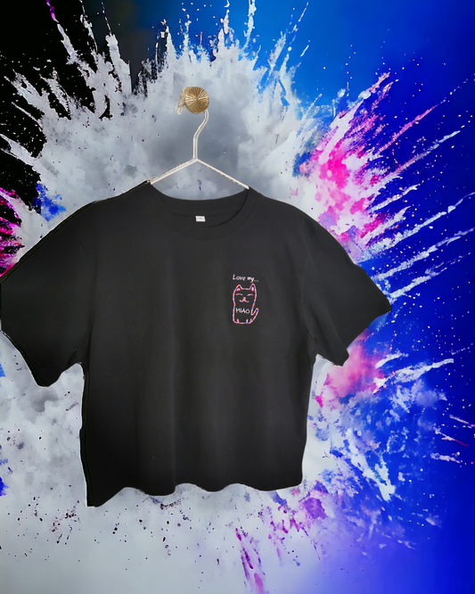 T shirt donna corta RICAMATA MANUMISSS for PET