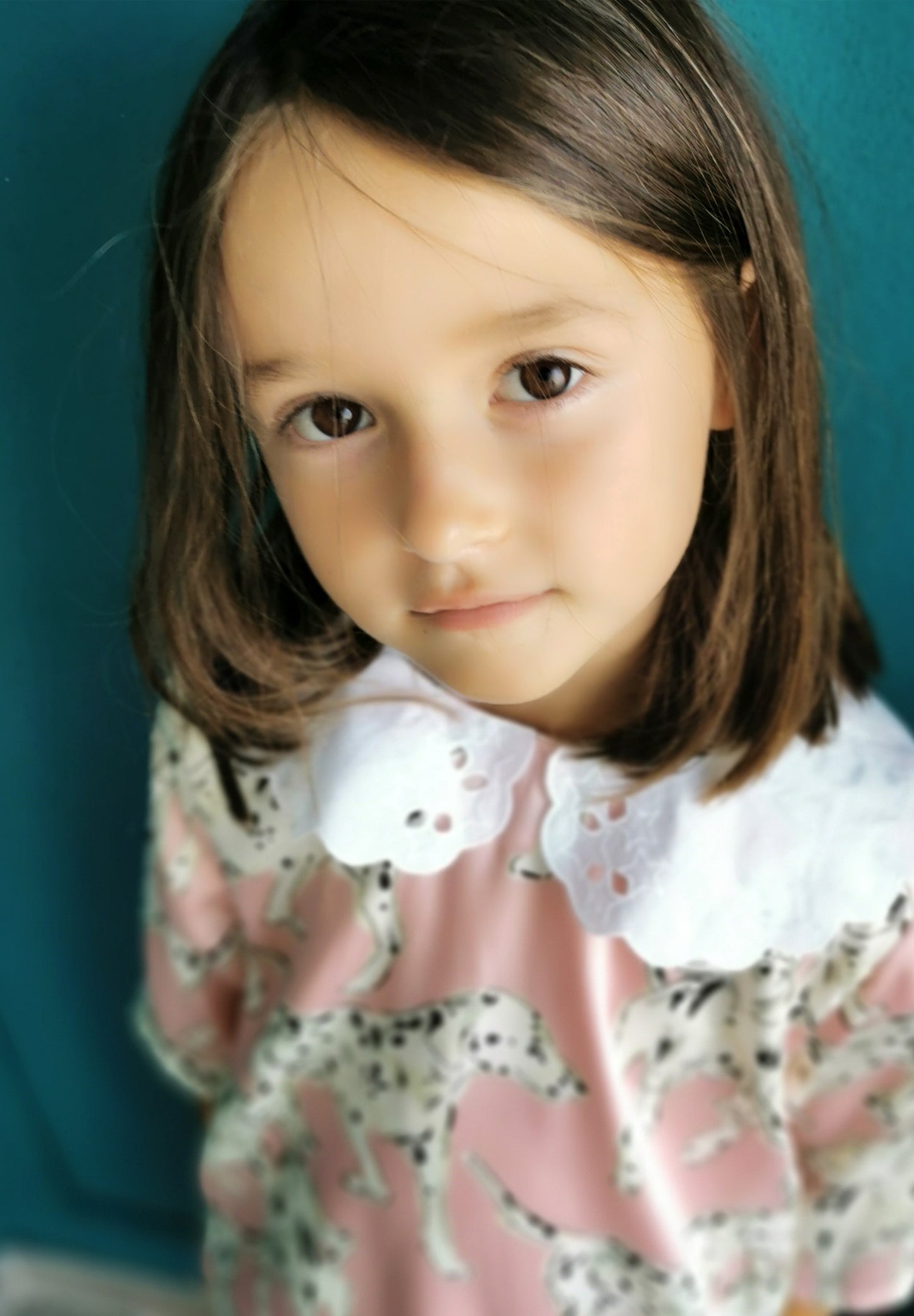 Abito cerimonia "MICOL" stampa cani dalmata rosa