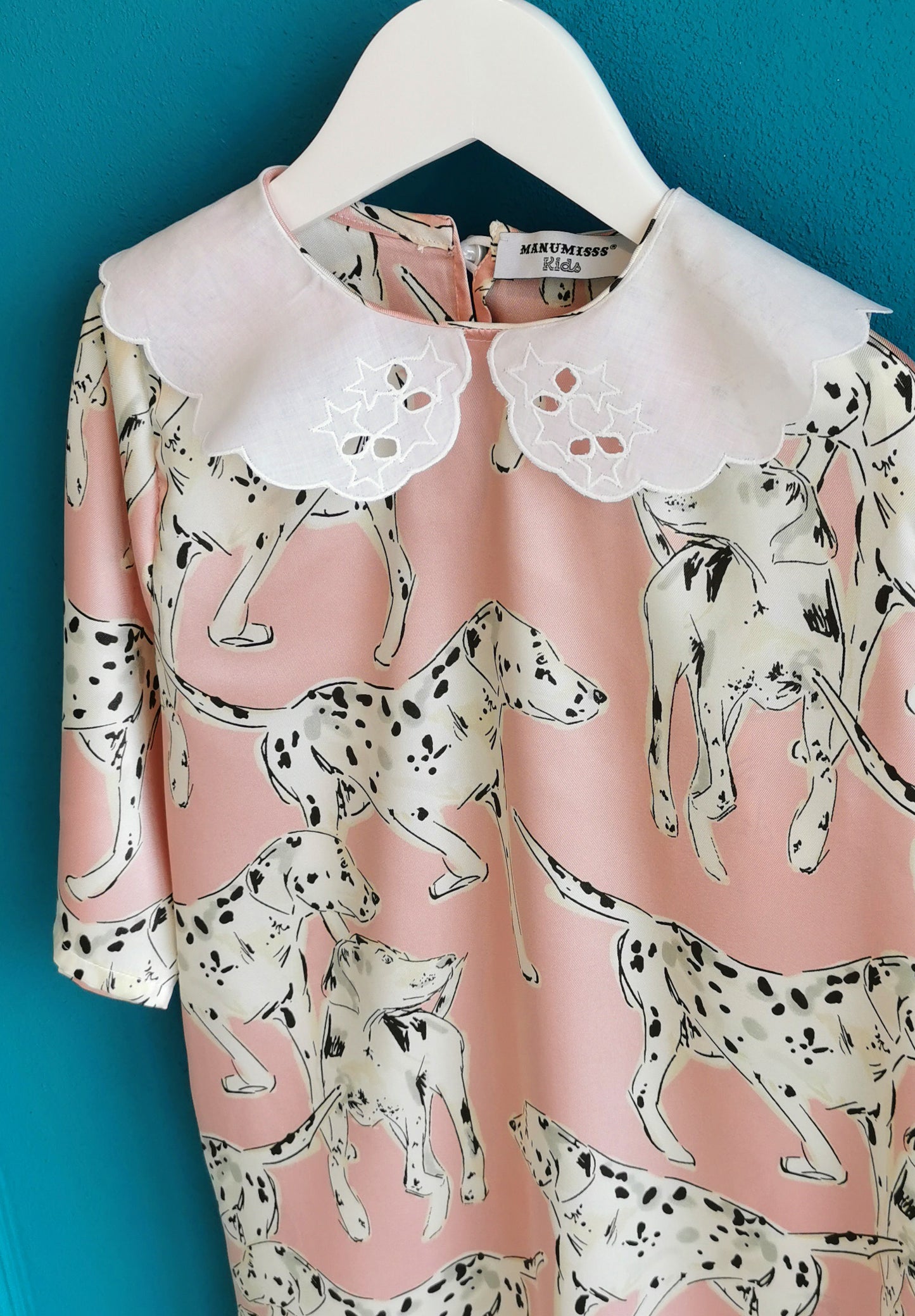 Abito cerimonia "MICOL" stampa cani dalmata rosa