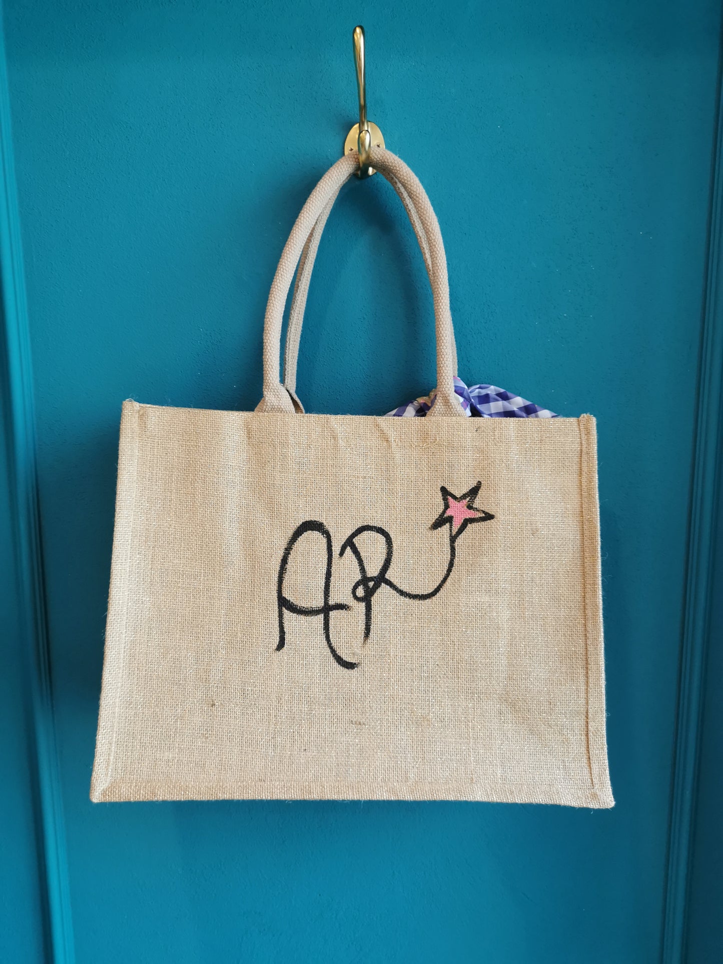 Mini bag in Juta shimmer dipinta a mano