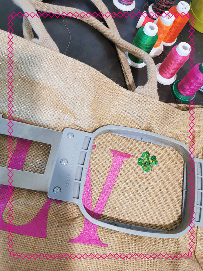 Shopper in Juta shimmer ricamata