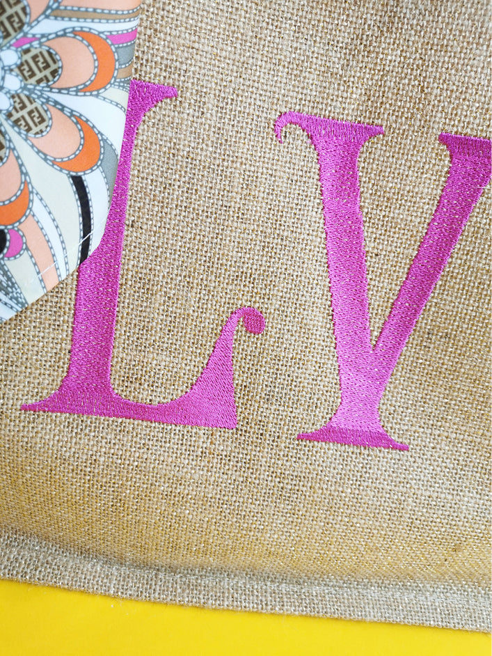 Shopper in Juta shimmer ricamata