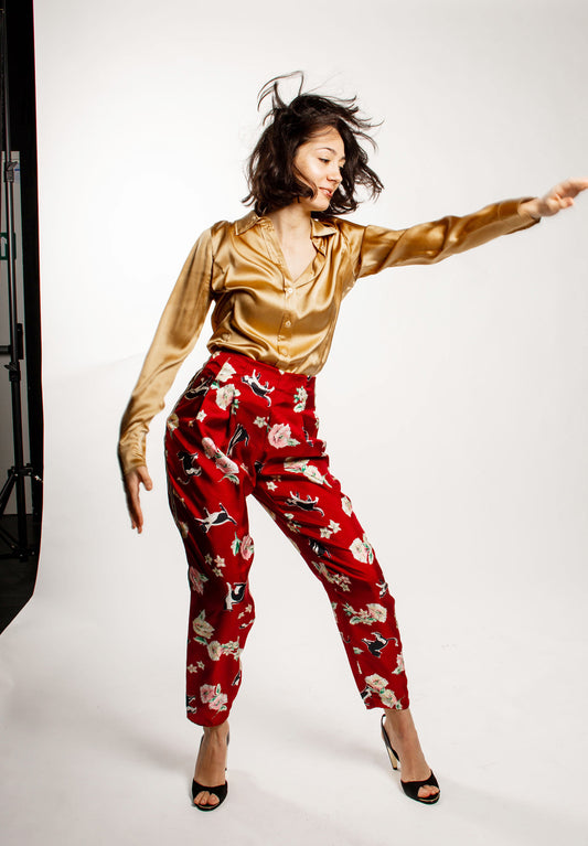 Pantalone In seta con pinces *pezzo unico