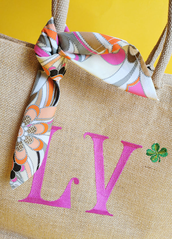 Shopper in Juta shimmer ricamata