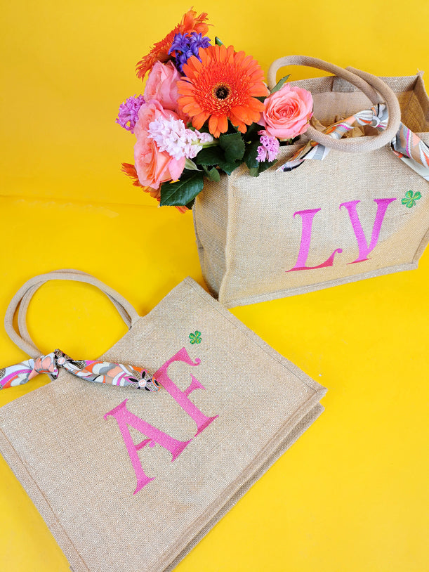 Shopper in Juta shimmer ricamata